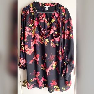 Ava & Viv Dark Floral Blouse